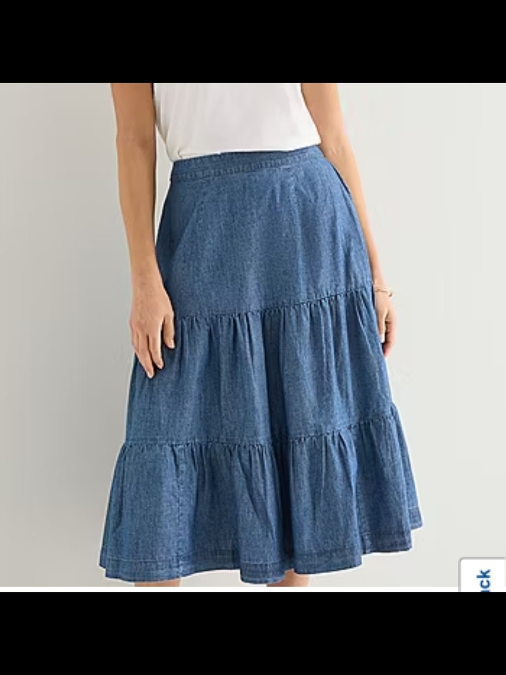 Vintagd Blue Tiered Midi Skirt - Women's Casual Denim Style